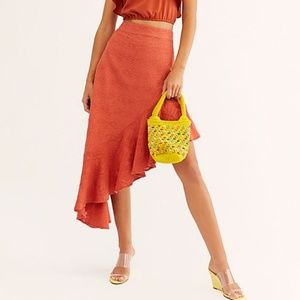 Free People Serena textured asymmetric ruffle skirt - terra cotta orange